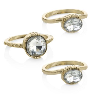 The Collection Gold crystal stacking ring set